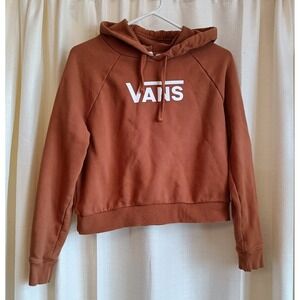 Van's Cropped Hoodie Tan/Brown Drawstring Long Sleeve‎ Pullover Size XS